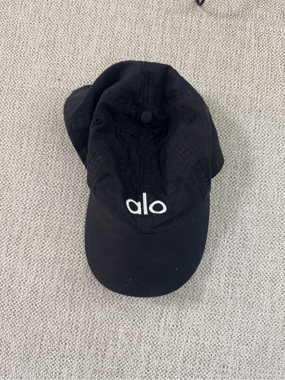 ALO Yoga Black Baseball Cap with White Logo
